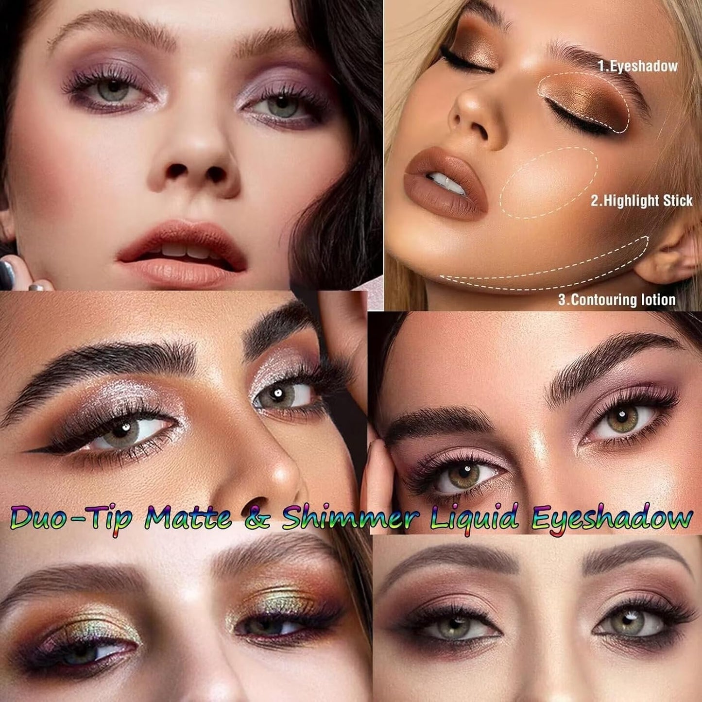 Silver Liquid Eyeshadow Matte Double Ended Glitter For Eyes Metallic Eyeshadow Pencil Primer Base Quick Drying Waterproof Long Lasting Highlight Stick Shadow Pen Eye Makeup (#2)