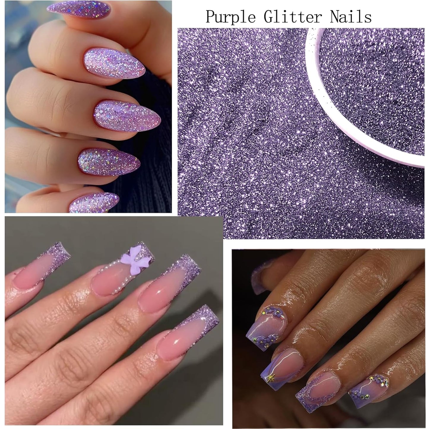 4 Boxes Purple Nail Gems Bow Flower Nail Charms for Acrylics - Irregular Crystals, Nails Rhinestone & Accessories for Women Nails Art Design Nails Decor(Purple)