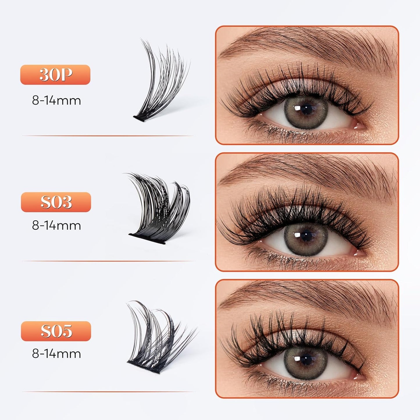Lash Clusters-VYRILA 0.07mm Wispy Eyelashes C Curl Eyelash Clusters 8-14mix Individual Lashes Extension DIY at Home (S03+S05 138pcs-8-14mix)