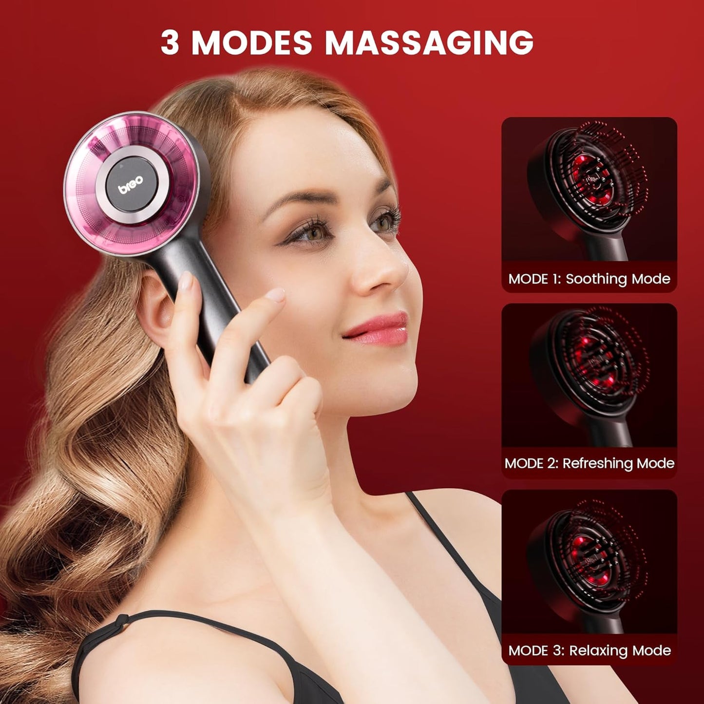 Breo Scalp3 Scalp Massaging Brush, Shiatsu Hair & Scalp Massager with IPX7 Waterproof, Cordless & Portable, Electric for Head, Home Relaxation