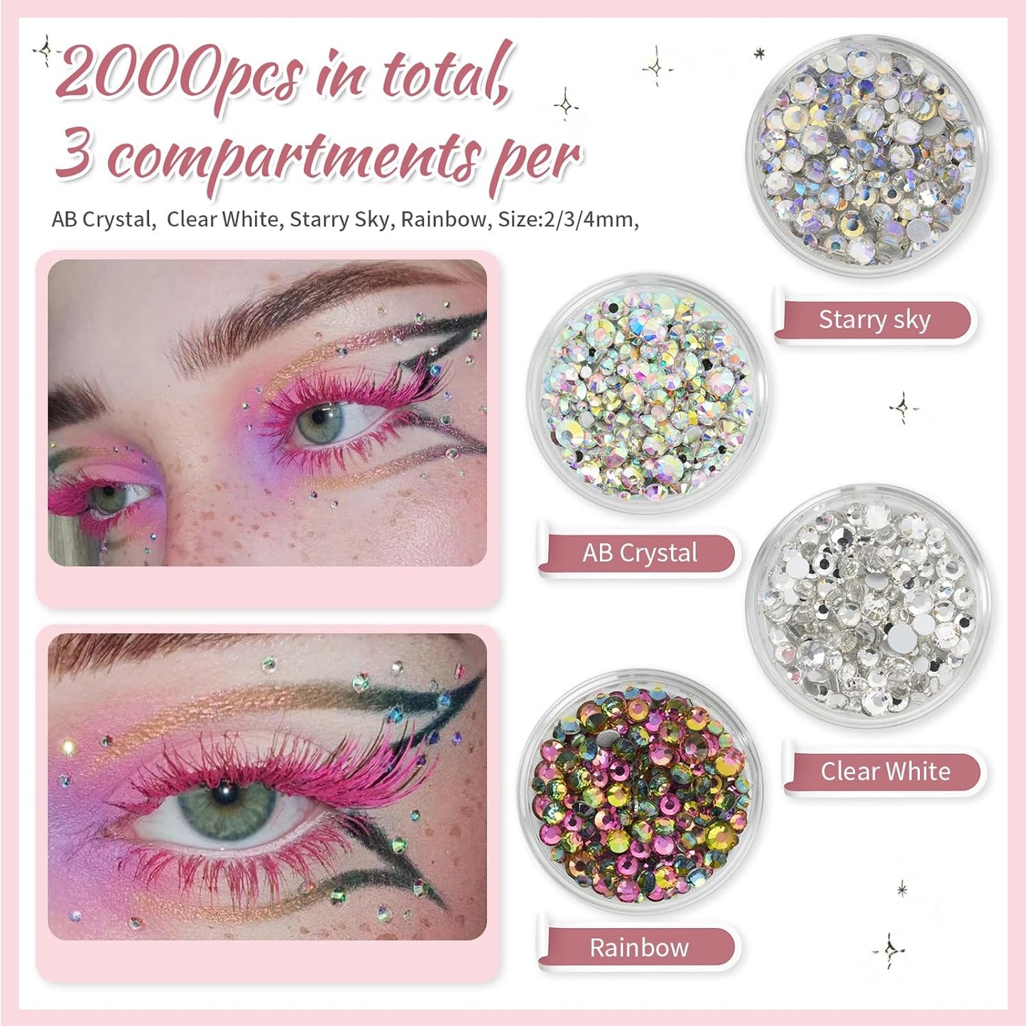 5200PCS Nail Gems and Charms, AB Crystal Nail Rhinestones with Flatback Nail Pearls, Pick Up Tweezers, Rhinestone Picker Tool, Flat Back Nail Gems for Nail Art, Clothes, Face, Craft