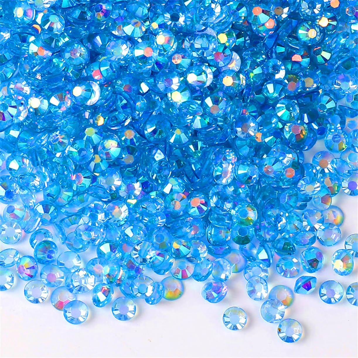 3000 Pieces SS12 3mm Flatback Rhinestones AB Clear Round Gems Crystals for Nail Art DIY Crafts Clothes Shoes Bags （Transparent Peacock Blue AB）