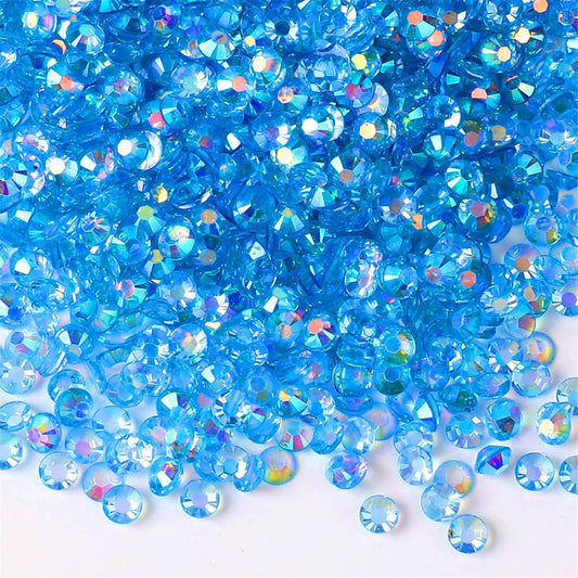 3000 Pieces SS12 3mm Flatback Rhinestones AB Clear Round Gems Crystals for Nail Art DIY Crafts Clothes Shoes Bags （Transparent Peacock Blue AB）