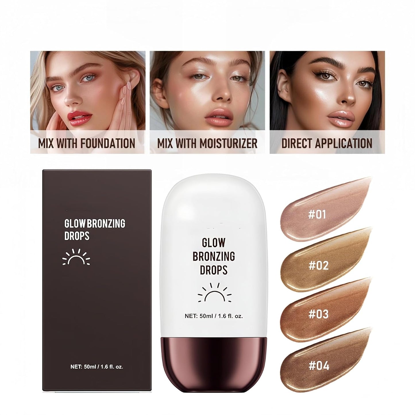 Liquid Highlighter 4 Colors Shimmer Glow Finish Face Highlighter Lightweight Waterproof Long Lasting Face Illuminator Highlight Illuminator for Face Cheek Eyes (Color 03)