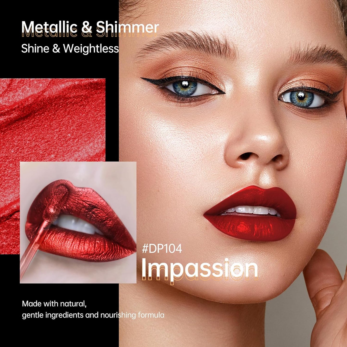 3Pc Lipsticks Set for Women Metallic Lipstick Long Lasting Dark Red Burgundy Pink Lip Gloss, Metal Shine Lightweight Hydrating Full Coverage Lip Color, DP104/107/108