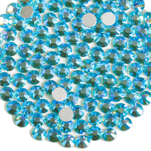 Beadsland 1440 Pieces Flat Back Crystal Rhinestones Round Gems,Aquamarine AB,SS8,2.3-2.5mm