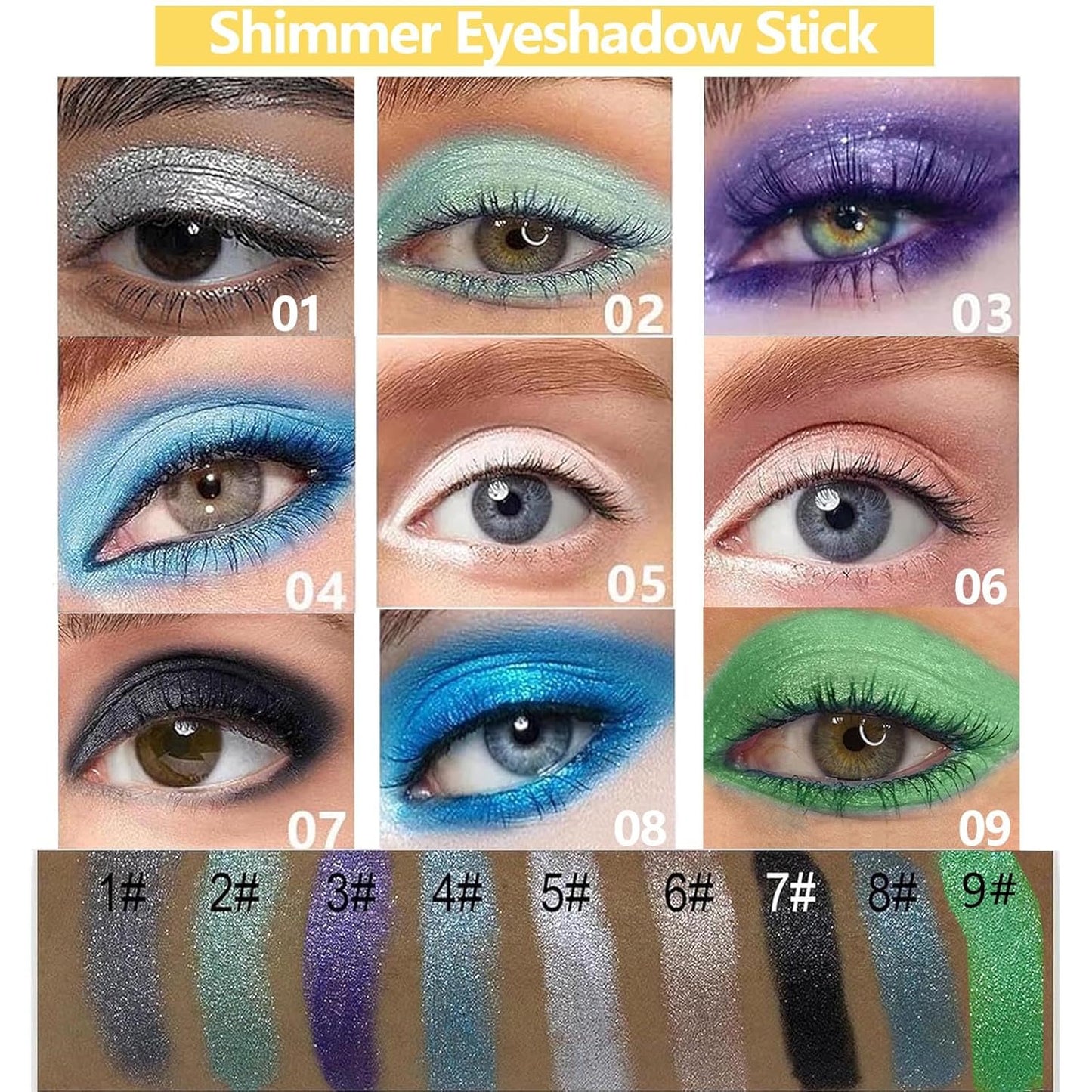 Eyeshadow Stick,Blendable Creamy eyeshadow Eye Brightener Stick, Waterproof Eyeshadow Pencil Long Long Lasting Crayon , Smooth Shimmer Eye Shadow Highlighter Eye Liner Makeup.#1Dark Gray Shimmer