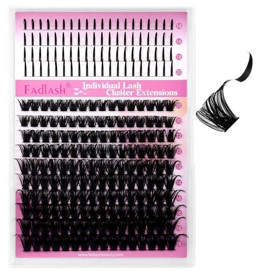 Lash Clusters 100D Eyelash Clusters 10-18mm Spikes 14-20mm Thick Volum Manga Lashes with D Curl DIY Fairy Lash Clusters with Spikes by FADLASH