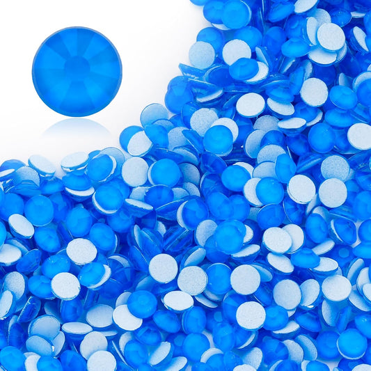 Neon Blue Flatback Rhinestones, Glass Rhinestones for Nail Art and Craft, Glue Fix, Loose Crystal Gemstones(Neon Blue, SS16, 1440pcs, 3.8-4.0mm)