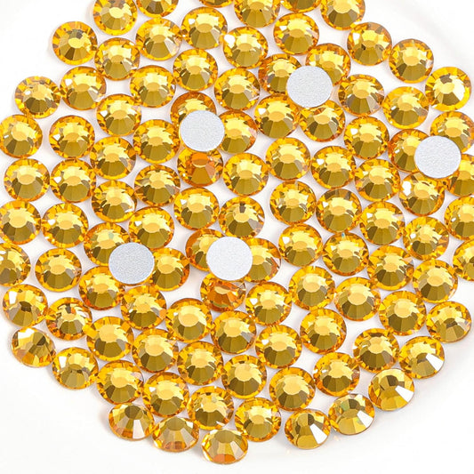 Beadsland 144pcs Flat Back Crystal Rhinestones Round Gems for Nail Art and Craft Glue Fix, Topaz, SS40, 8.4-8.7mm