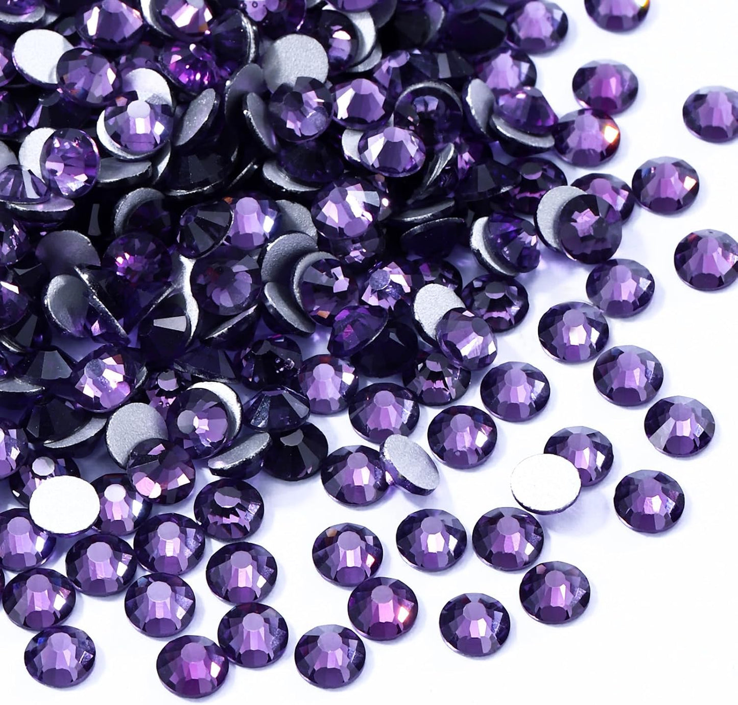 Tanzanite Flatback Rhinestones, Glass Rhinestones for Nail Art and Craft, Glue Fix, Loose Crystal Gemstones(Tanzanite, SS30, 288pcs, 6.4-6.6mm)