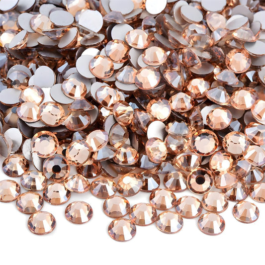 Flatback Rhinestones Round Gems for Nails Art and Crafts 620Pcs SS30 6mm Glitter Crystals Stone DIY Bags Clothes Shoes (Champagne)