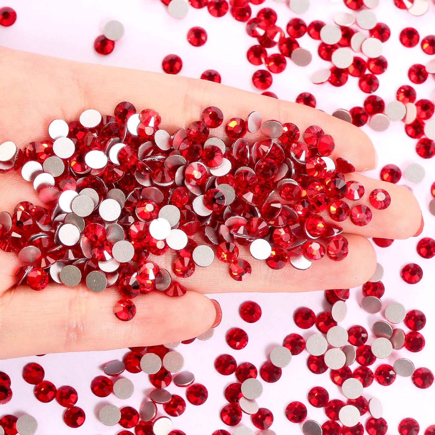 1440Pcs Ruby Red Crystal Rhinestones,Glass Flatback Rhinestones Mini Gemstones for Nail Face Makeup Art Crafts Clothes Decoration -(SS8,2.4mm,Ruby Red)