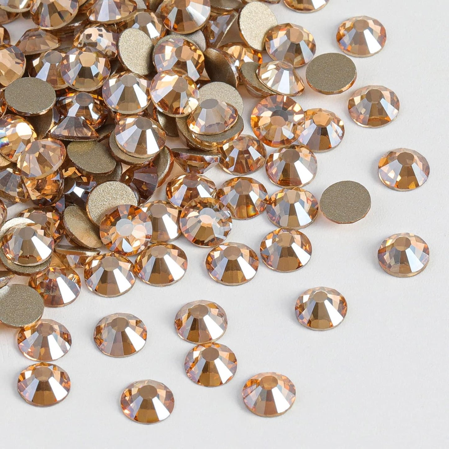Beadsland 1440 Pieces Flat Back Crystal Rhinestones Round Gems,Golden Shadow,SS10,2.7-2.9mm