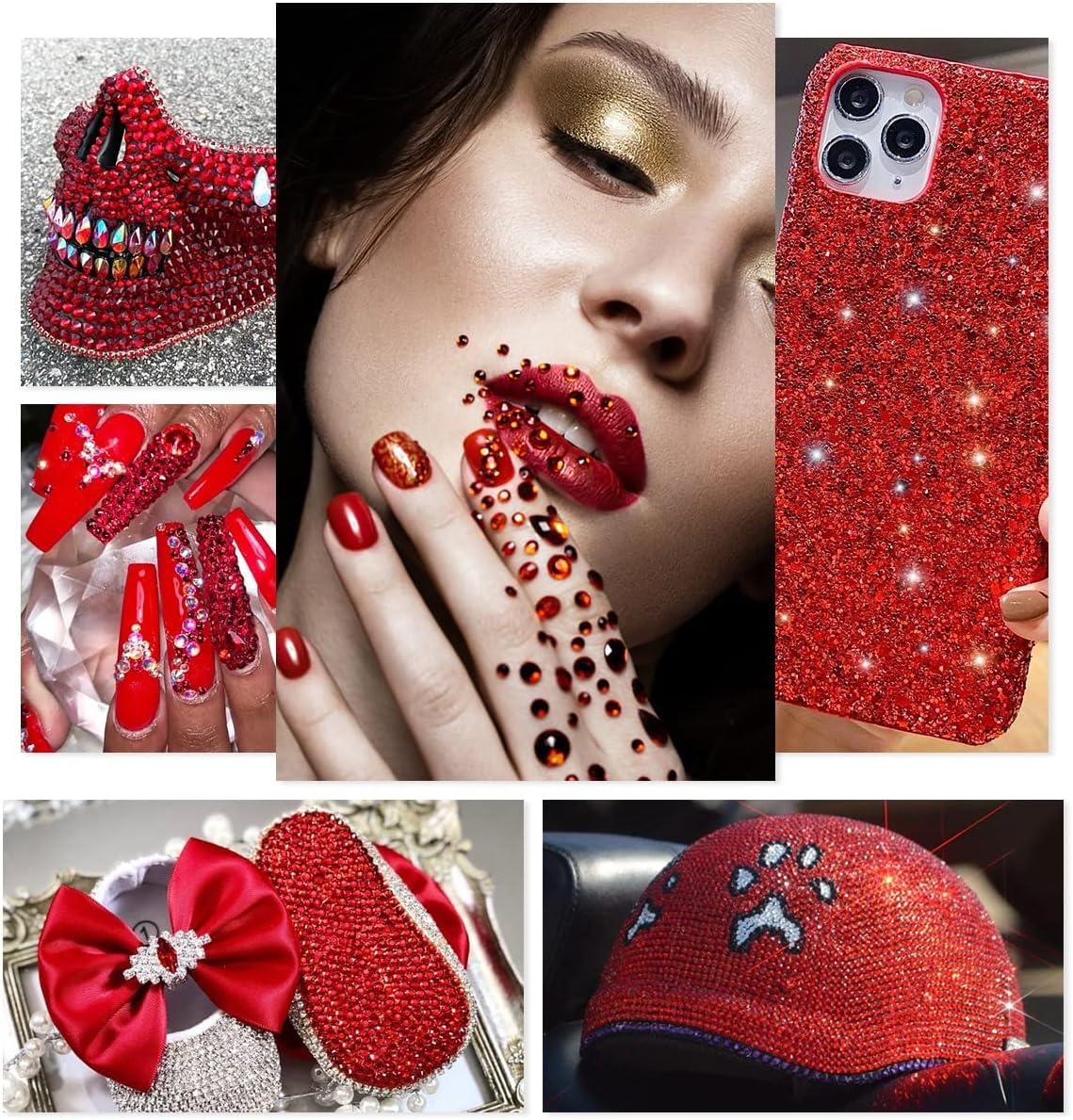 16000PCS Hot Pink AB Resin Rhinestones for Crafting 3mm 4mm 5mm Rose Pink Flatback Jelly Stones SS10 SS16 SS20 Diamonds Crystals Gems Charms for Nails Face Eyes Makeup Tumblers Bottles Crafts