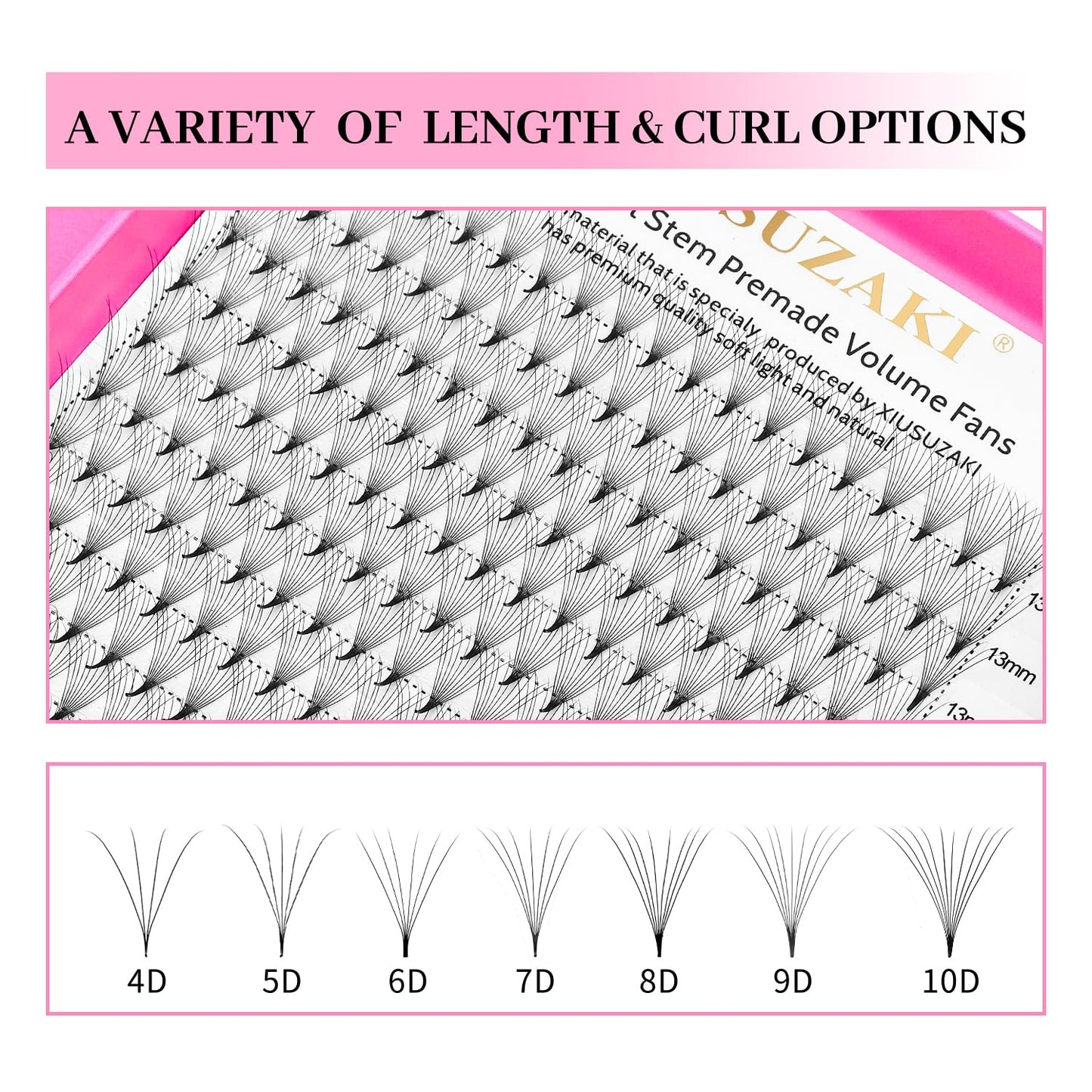 Premade Fans Eyelash Extensions 10D Volume Lash Extensions 0.07 Thickness Eyelash Extension D Curl Premade Lash Fans 9mm Fluffy Soft Handmade Lash Fan(10D-0.07-D,9mm)