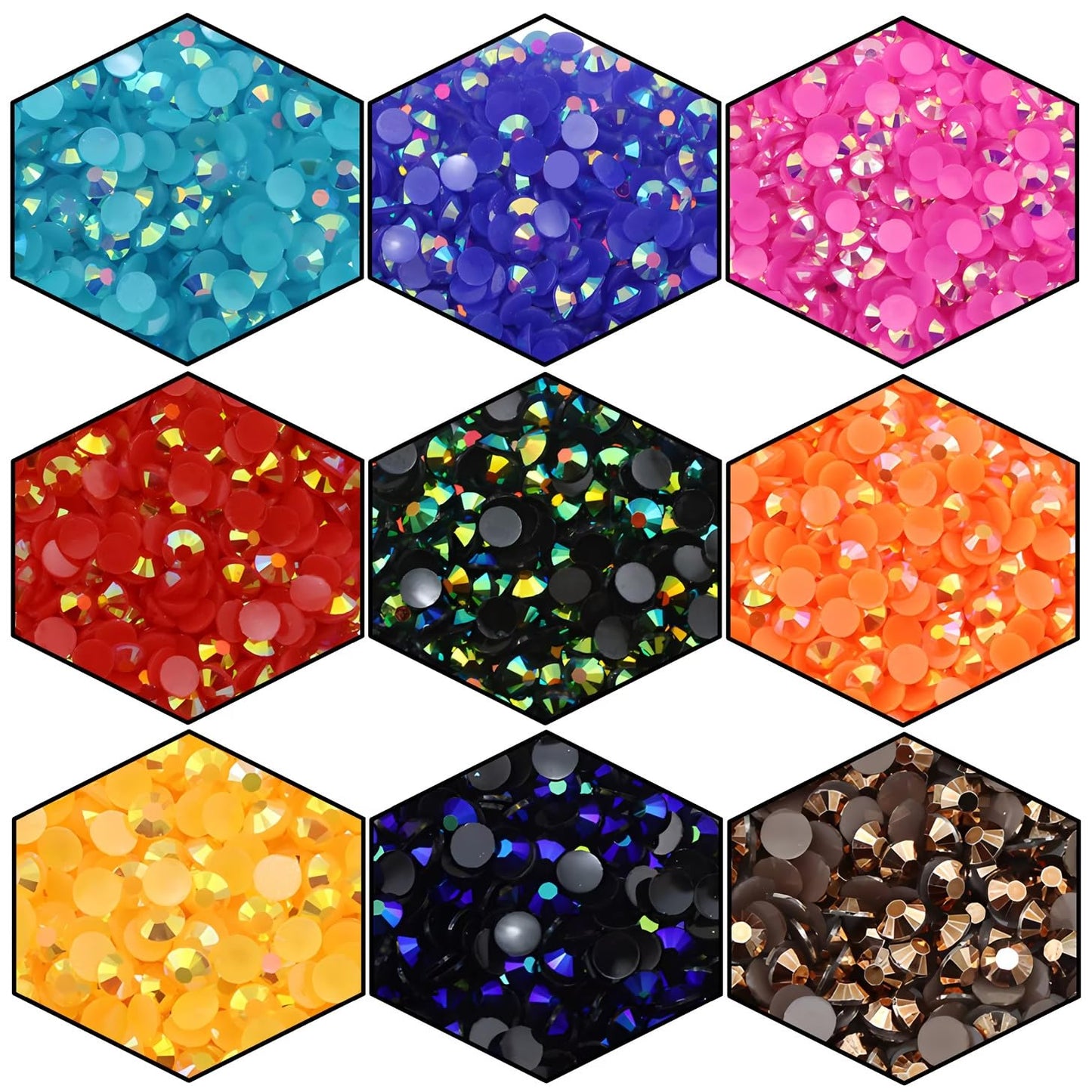 720 Pcs SS30 6mm Flatback Rhinestones for Nails Art Crafts Glitter Round Shine Gems AB Crystals DIY Clothes Shoes （Black-Bottom Sapphire AB）