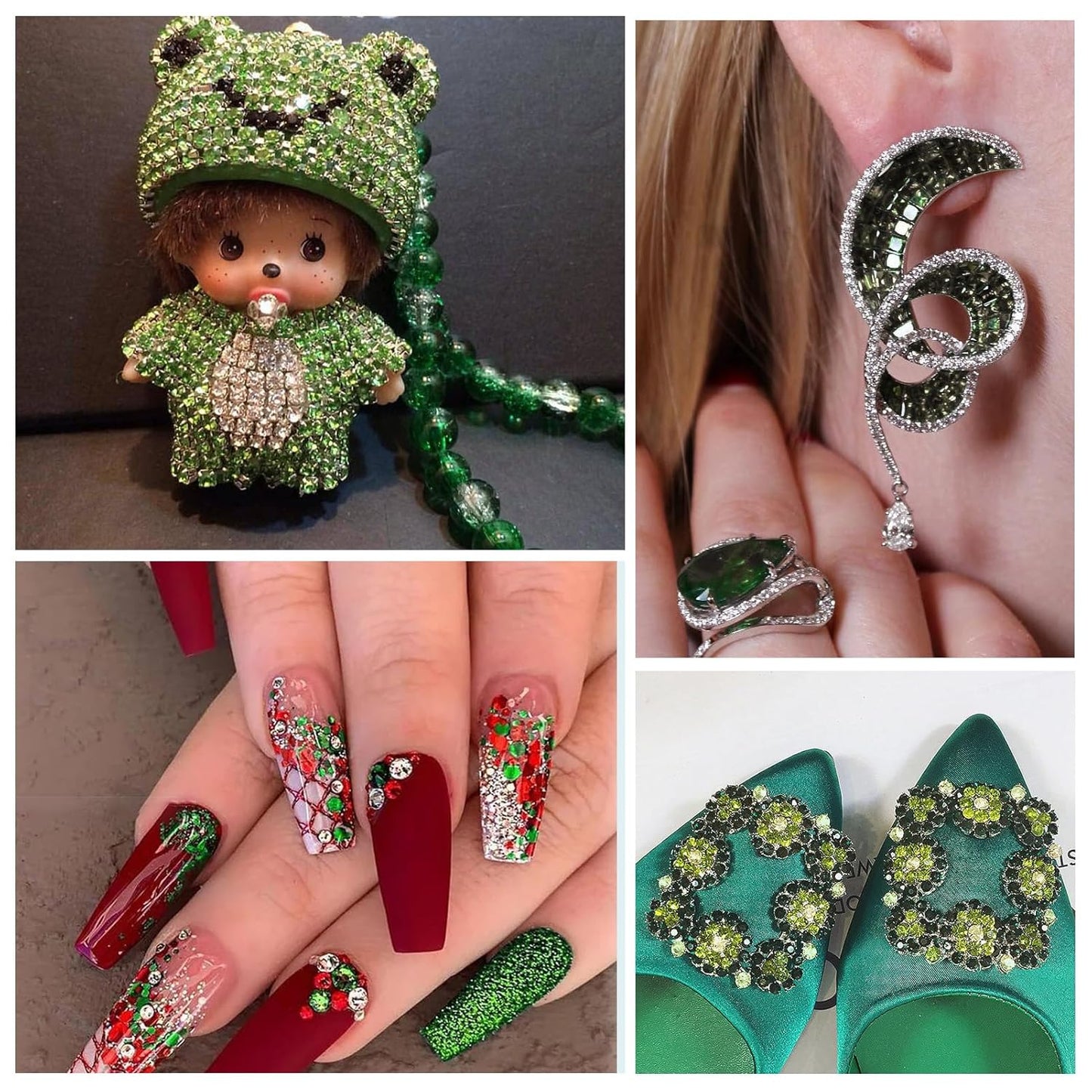 1440Pcs Light Green Crystal Rhinestones,Glass Flatback Rhinestones Gemstones for Nail Face Makeup Art Crafts Clothes Decoration - (SS16,4.0mm,Light Green)