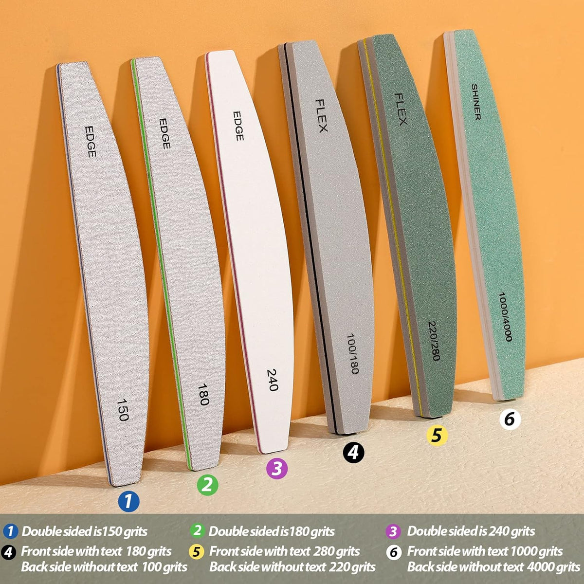 Teenitor Nail File Buffer, Nail Files, Nail Buffer Set to File, Shape,Smooth, Buffer and Shine Nails, Half-Moon