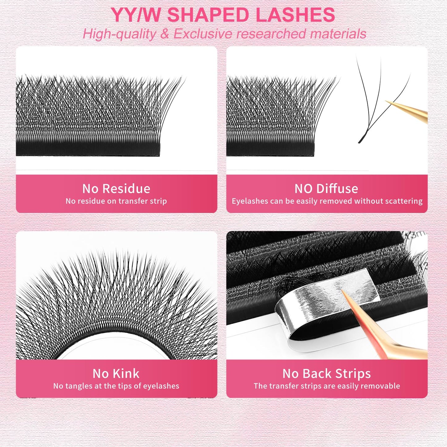 W Lash Extensions Supplies 3D Eyelash Extensions W Shape 0.07mm Thickness C Curl 10mm Premade Fans Easy Fan Lashes Volume Matte Black 12 Rows Crisscross Eye Lashes(W-3D-0.07-C,10mm)