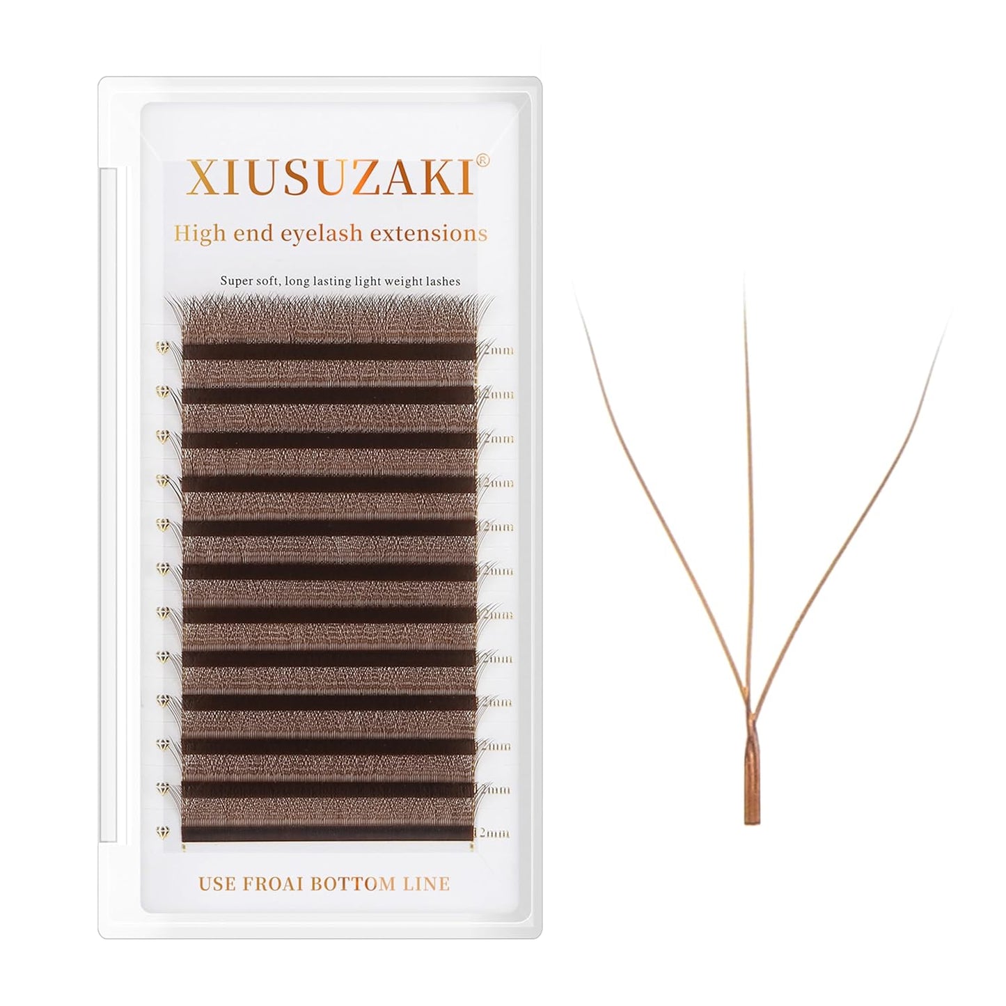 W Lash Extensions Brown 3D Eyelash Extensions W Shape 0.07mm Thickness C Curl Mix 8-15mm Premade Fans Lashes Easy Fan Volume Lashes Individual Lashes(W-Brown-3D-0.07-C,8-15mm)
