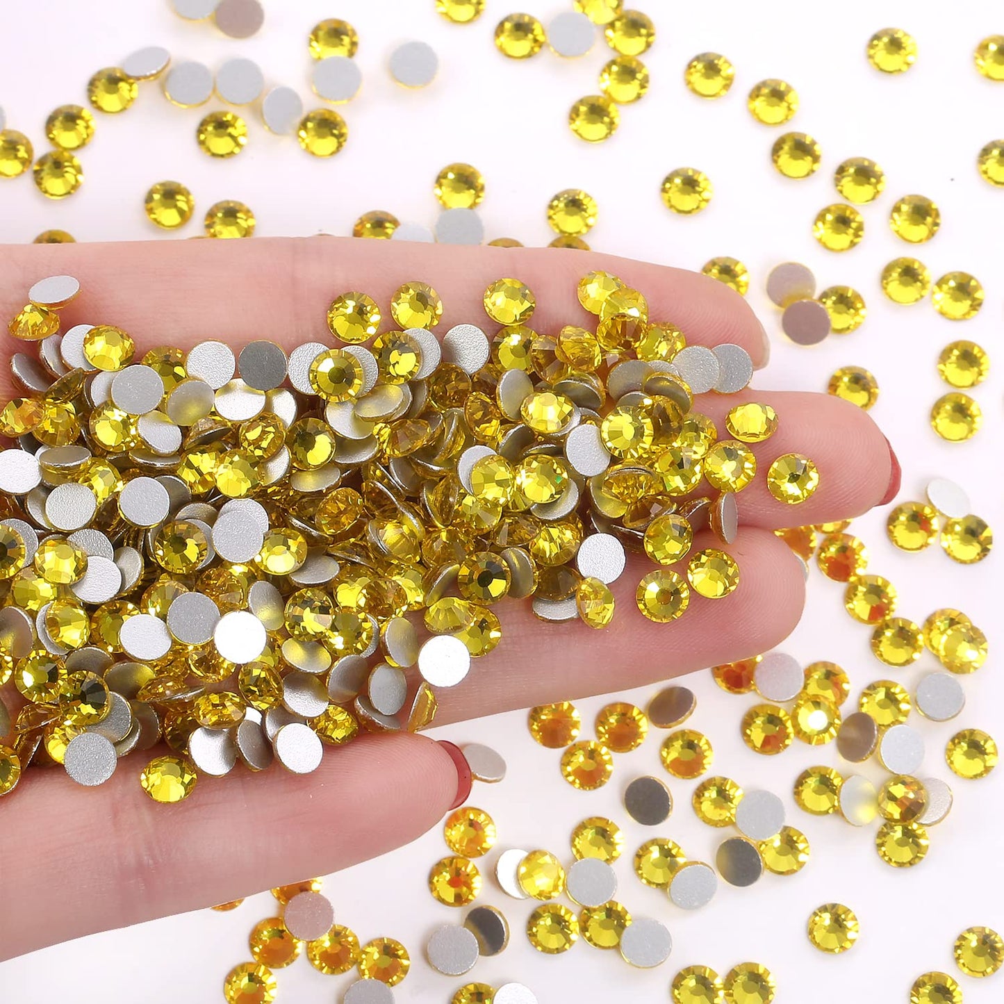 1440Pcs Lemon Yellow Crystal Rhinestones,Glass Flatback Rhinestones Gemstones for Nail Face Makeup Art Crafts Clothes Decoration -(SS20, 4.8mm,Lemon Yellow)
