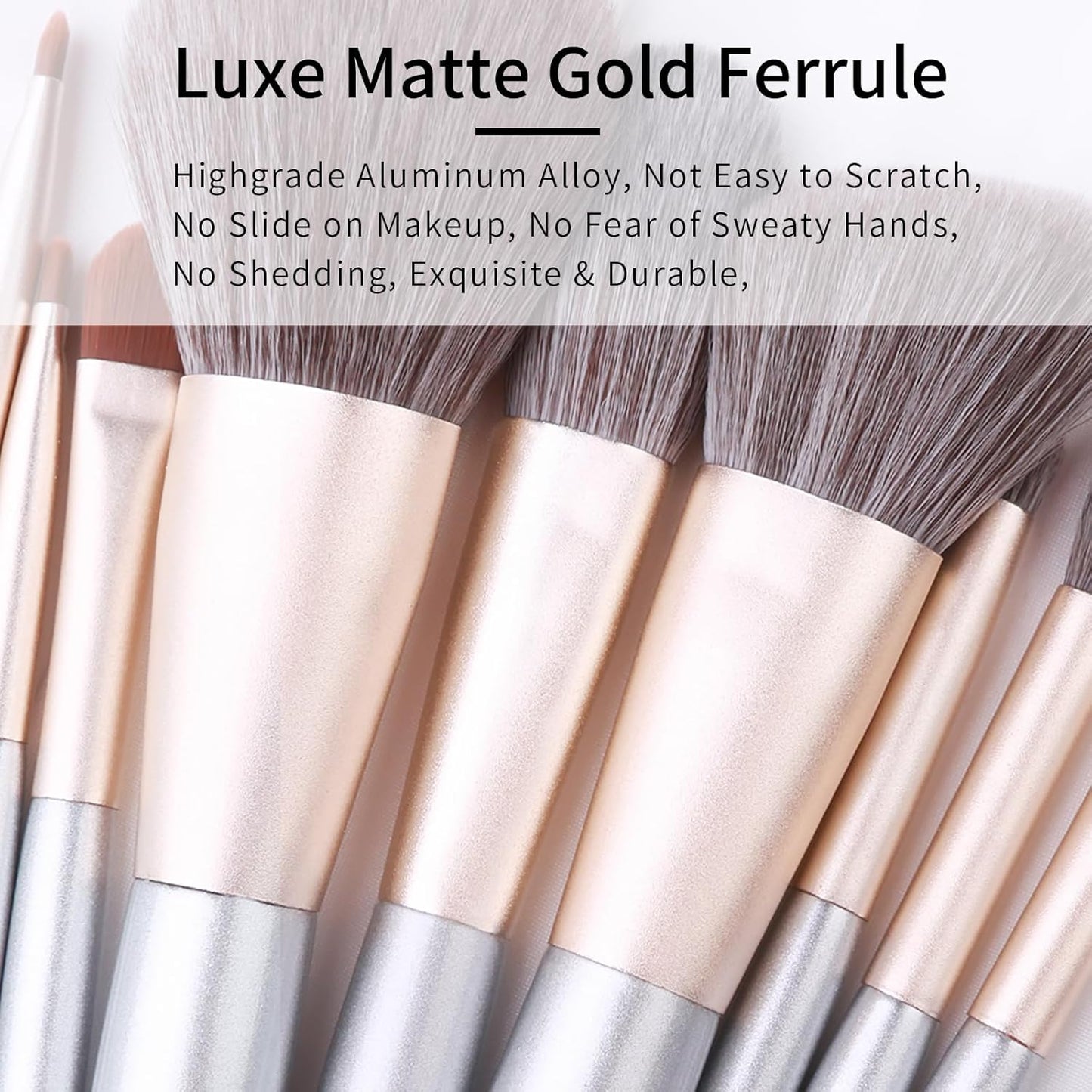 Natural Hair Makeup Brushes Set Professional, Grey Squirrel Hair Makeup Brush Set with Case, Unique Cosmetic Brushes Makeup Set, Natural Makeup Brushes, Natural Bristle Makeup Brushes -Silver