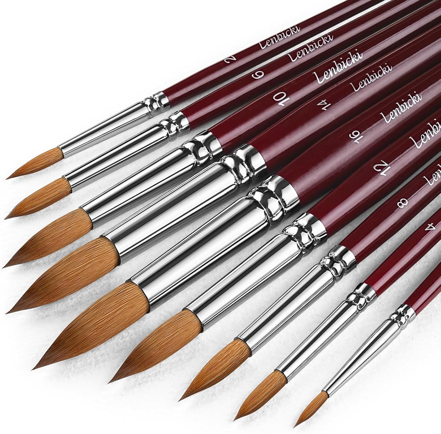 Kolinsky Sable Hair Watercolor Brushes Professional,9pcs Mop Round Fine Tip Detail Watercolor Paint Brush Set,Ideal for Gouache Acrylic Ink Painting