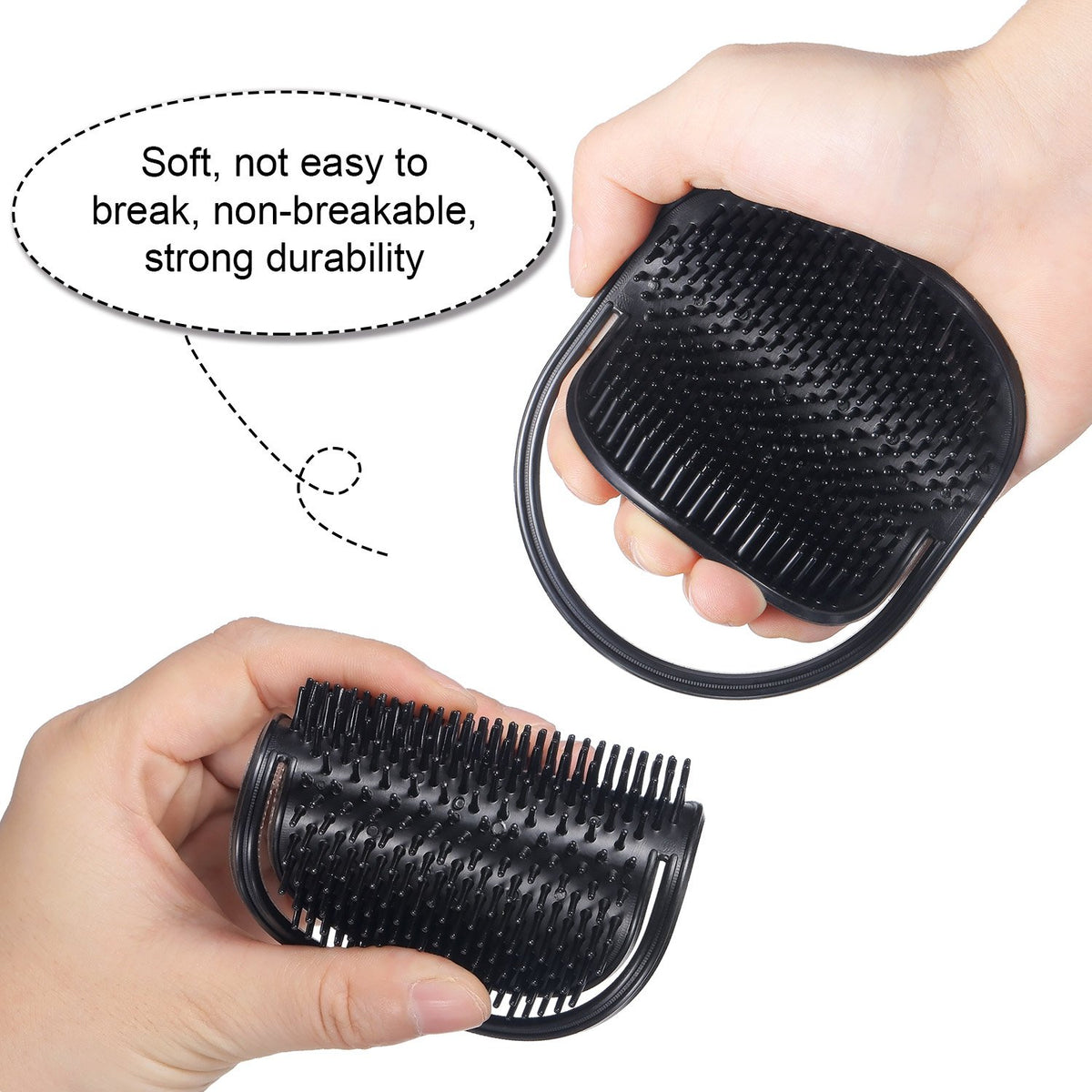 BBTO 12 Pieces Soft Portable Hair Massager Brushes - Shampoo and Grooming Combs for Home, Office, Travel, and Pets (Black)