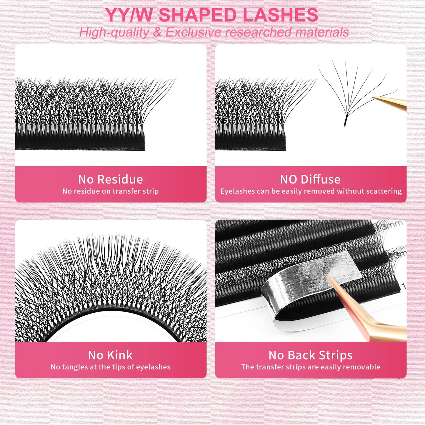 W Lash Extensions Supplies 7D Eyelash Extensions W Shape 0.07mm Thickness D Curl 11mm Premade Fans Easy Fan Lashes Volume Matte Black 12 Rows Crisscross Eye Lashes(W-7D-0.07-D,11mm)