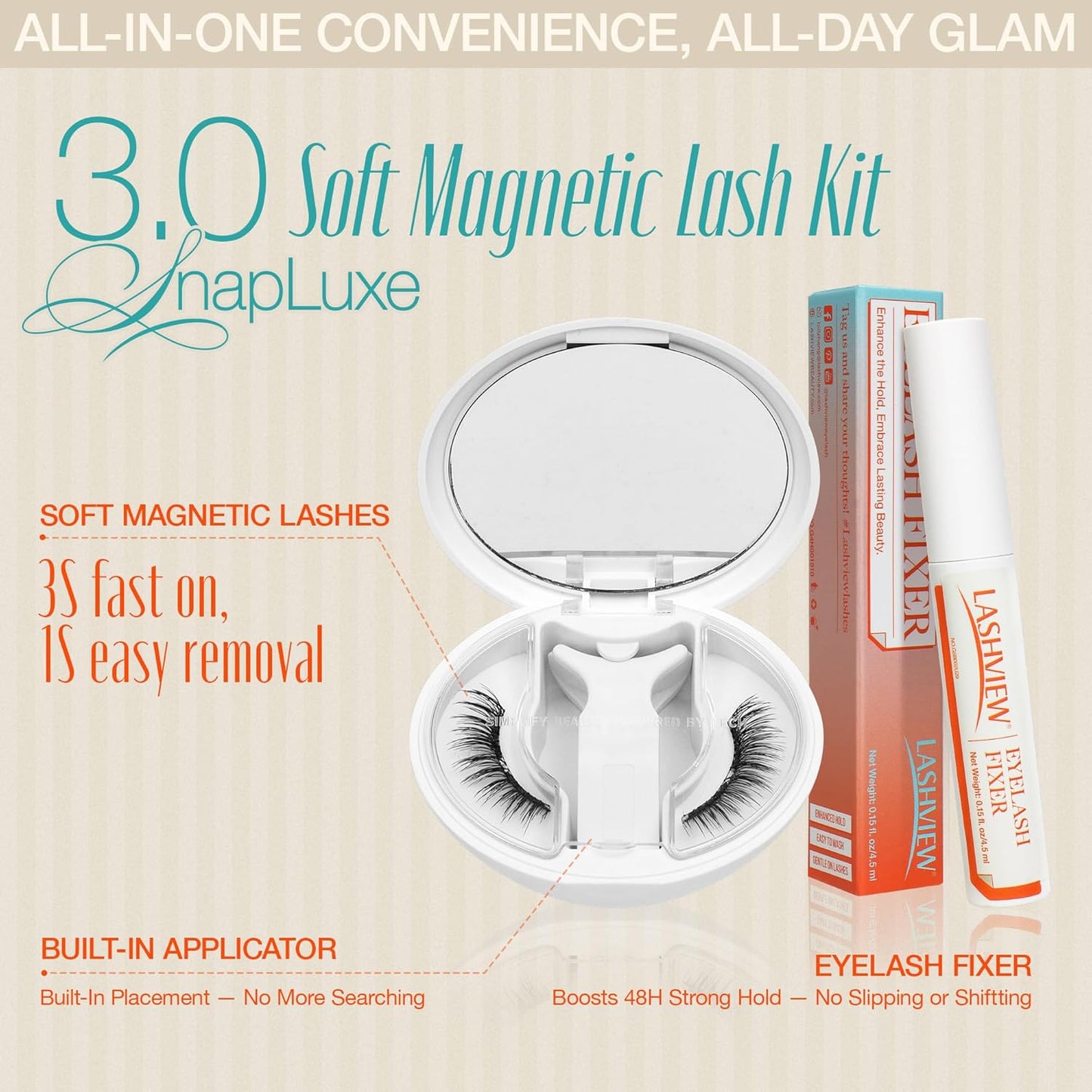 LASHVIEW Upgrade Magnetic Eyelashes with Applicator Soft Magnetic Eyelashes Natural Look Reusable No Glue Needed Easy to Wear and Remove (YT24)