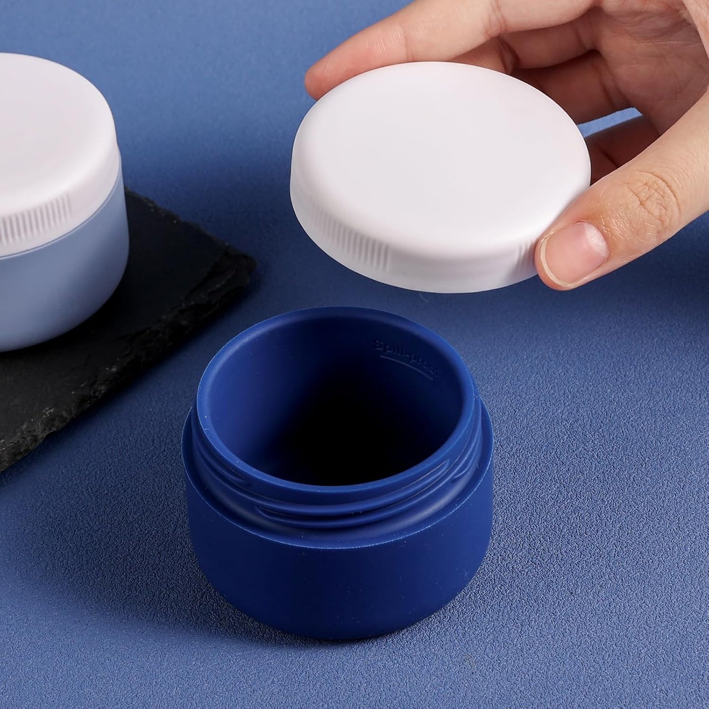 Travel Containers for Toiletries, Silicone Cream Jars BPA Free, TSA Approved 2oz Travel Size Containers, Leak-proof Travel Essentials with Lid for Cosmetic Face Hand Body Cream (4 Pack)