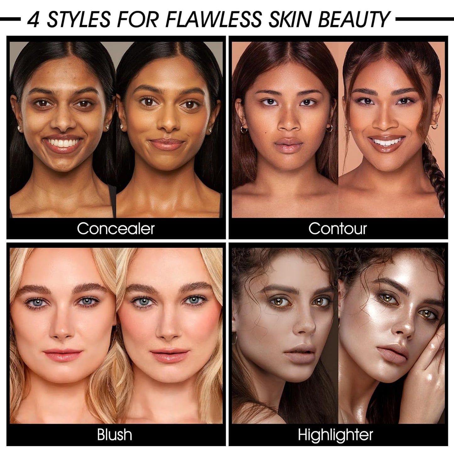 12 Colors Cream [Blush] Makeup Palette for Cheeks - Multi-functional Blush Makeup Palette with Brush, Natural Matte Long Wearing, Waterproof Blendable Face Makeup Palette (#01)