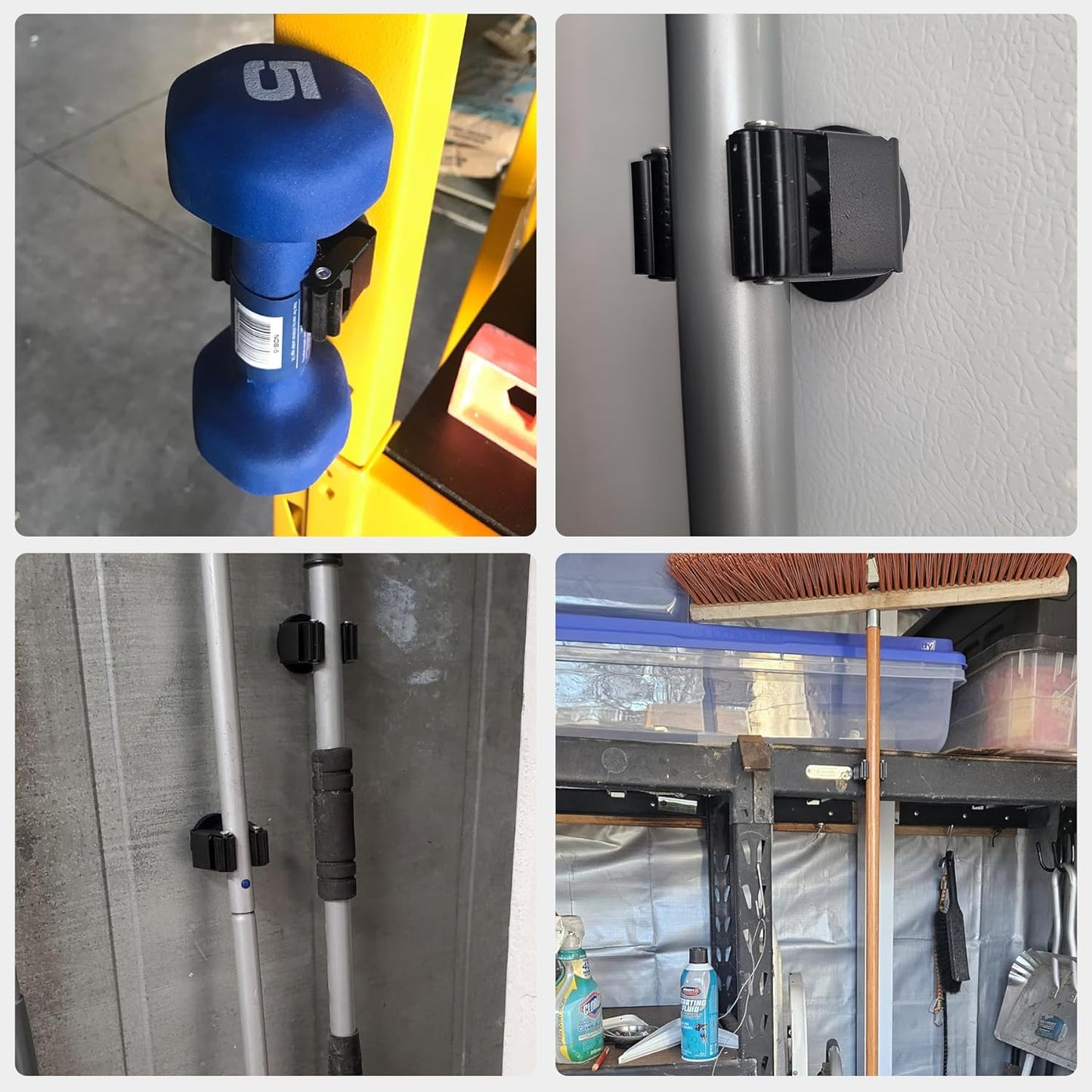 MUTUACTOR Magnetic Broom Holder Heavy Duty,12lbs Magnetic Mount Broom and Mop Holder with Utility Grippers,2PCS Non-scratch Magnetic Tool Holder for Work Garage Laundry Kitchen RV Van Accessories