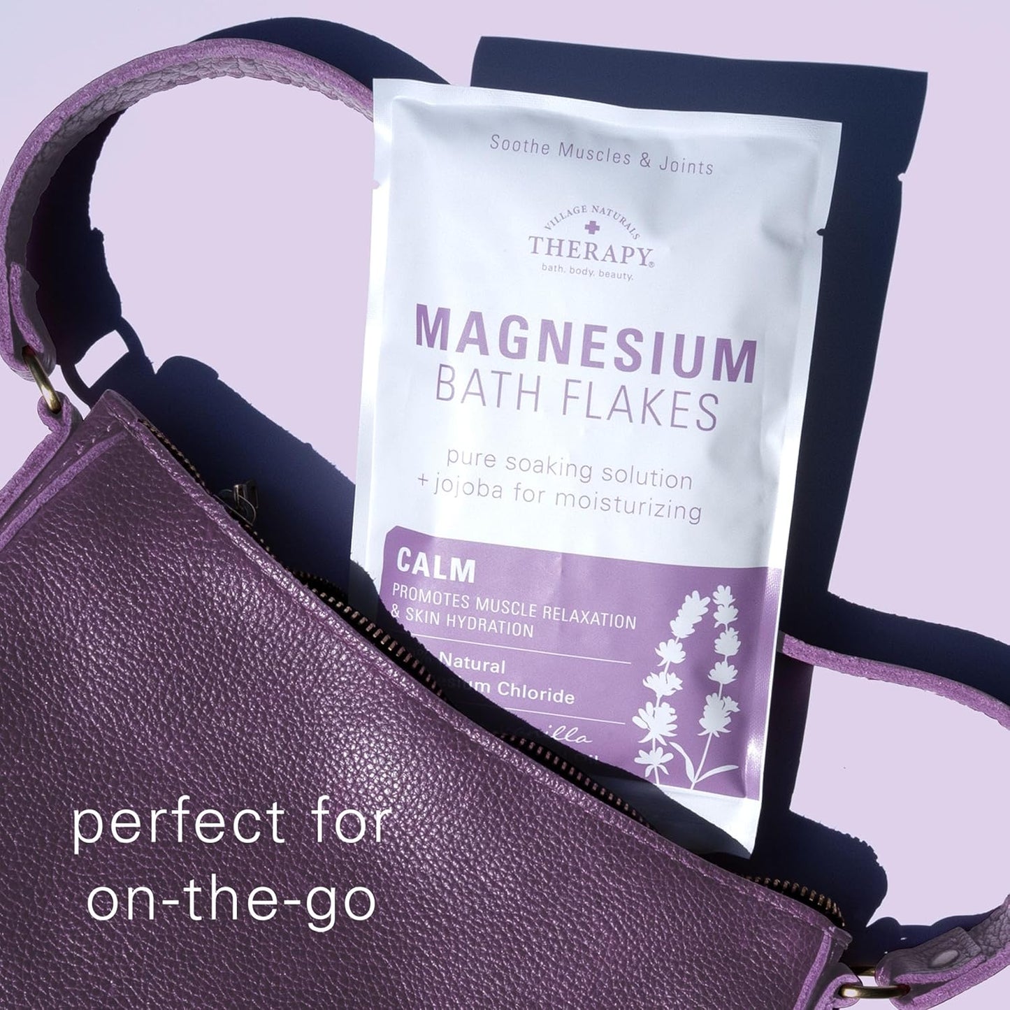 Village Naturals Therapy Calm Magnesium Bath Flakes, Lavender Vanilla Scent, 4.5 oz, Pack of 10