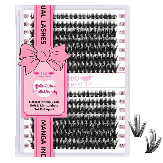 280 Pcs Individual Lashes 50D Mixed Lash Clusters Devil Style Lashes That Look Like Eyelash Extensions Wispy Lashes DIY Individual Lashes At Home (50D-C-8-16mix,Manga)