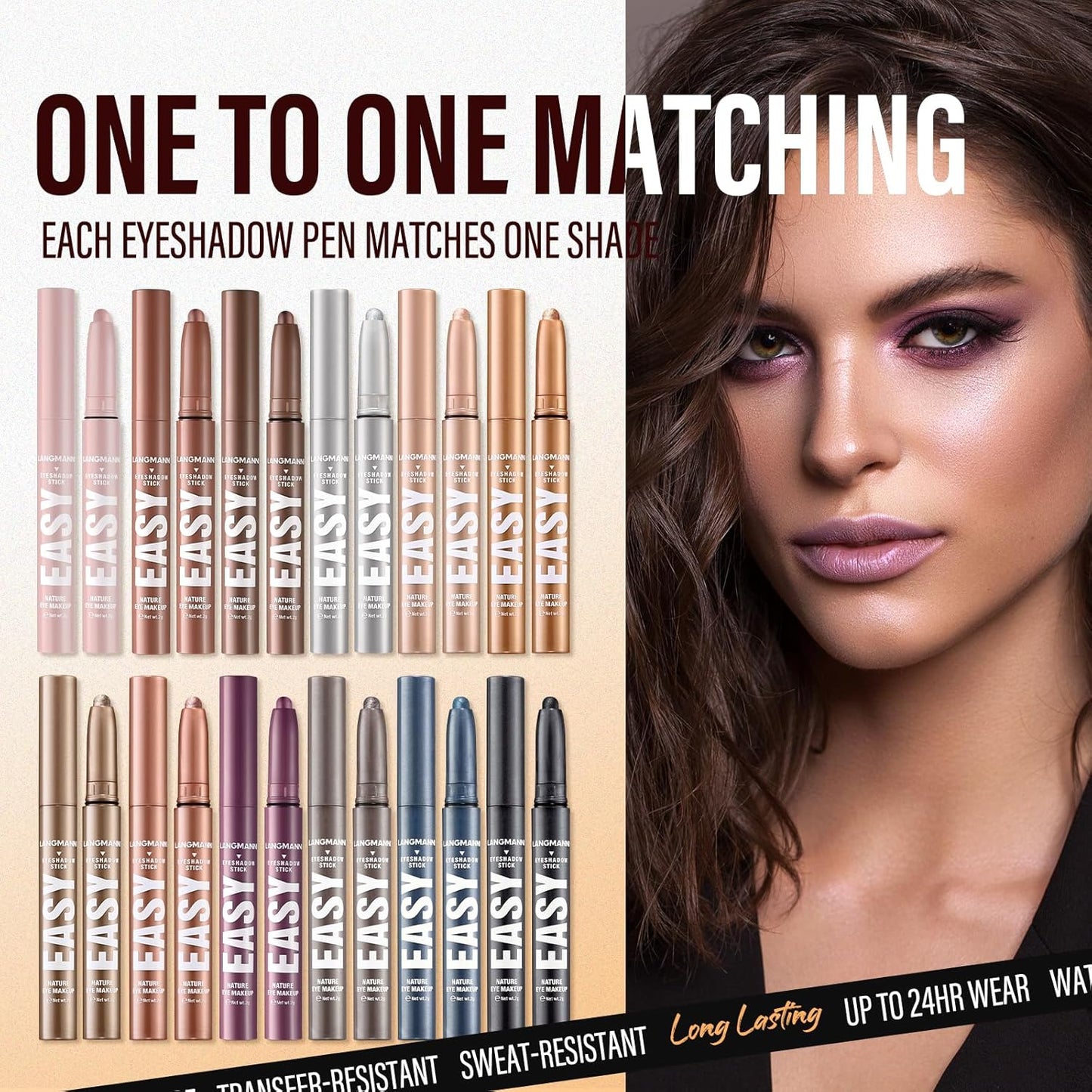Jolilab Eyeshadow Stick Set, 2 PCS Matte Professional Bright-Colored Contouring and Highlight Stick, Cream Waterproof Long Lasting High Pigmented Eye Shadow. (2, 01+23 2pcs)