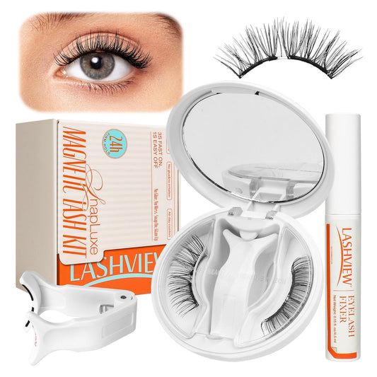 LASHVIEW Magnetic Eyelashes with Applicator, Soft Magnetic Lashes Natural Look Comfortable & Secure Fit Easy to Apply Reusable（XYT14)