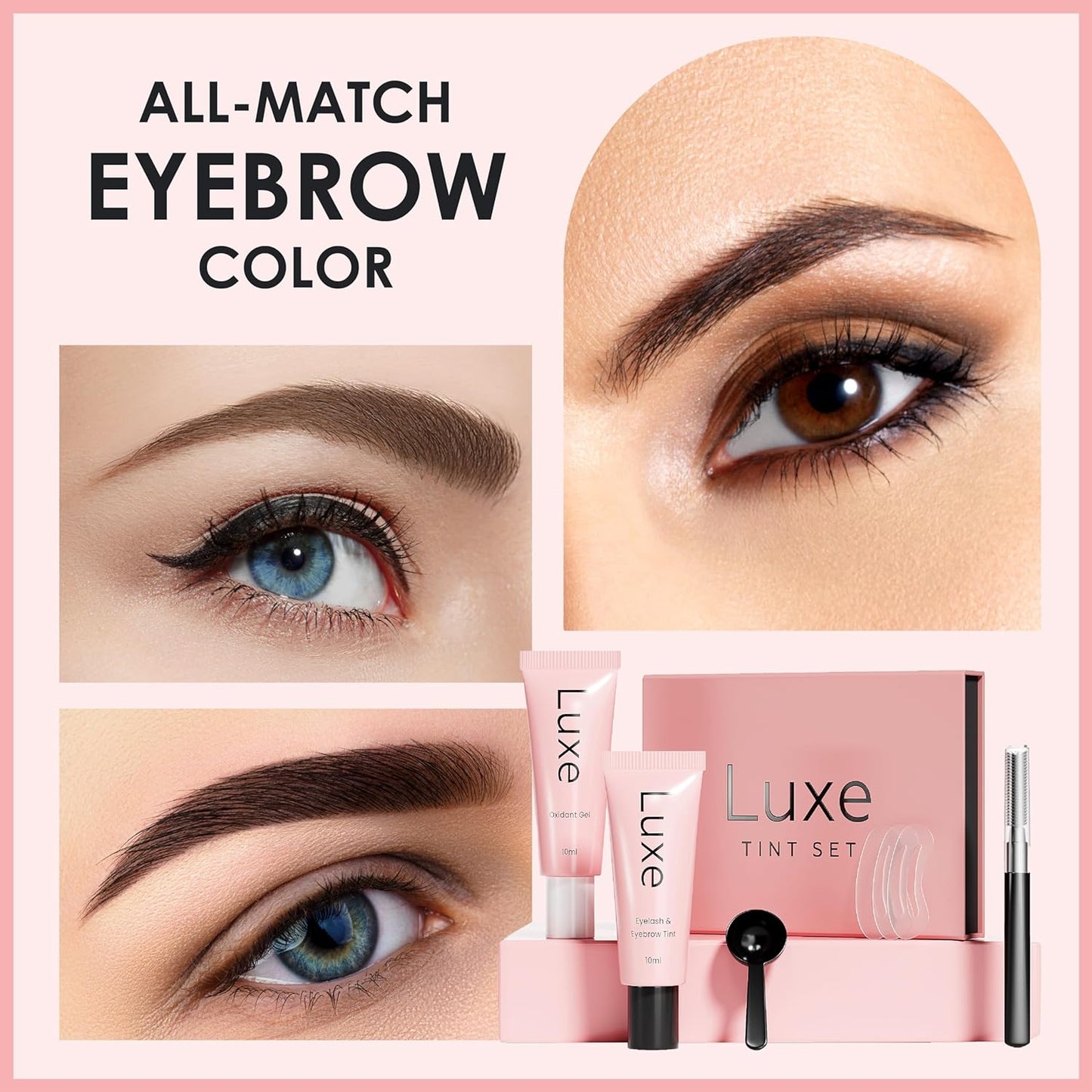 Luxe Cosmetics -New Version 2025 Black Color Set for Lashes and Brows - Long Lasting Temporary Color (Up to 4 Weeks) - Vegan & Cruelty-Free - for Salon & Home Use