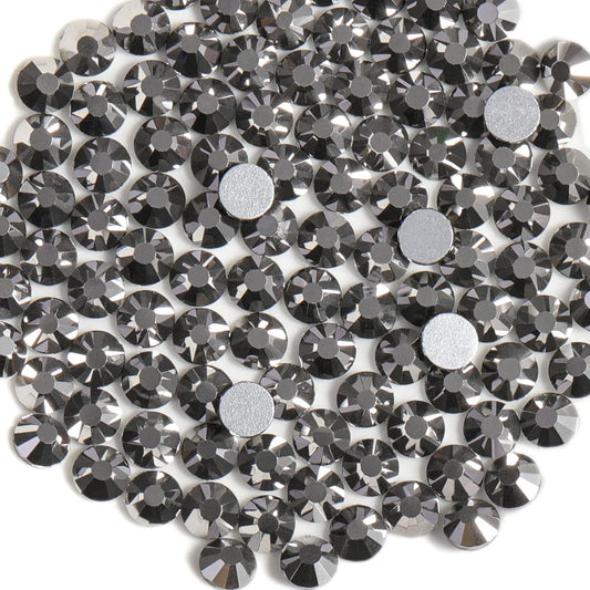 Beadsland 1440 Pieces Flat Back Crystal Rhinestones Round Gems,Hematite,SS10,2.7-2.9mm