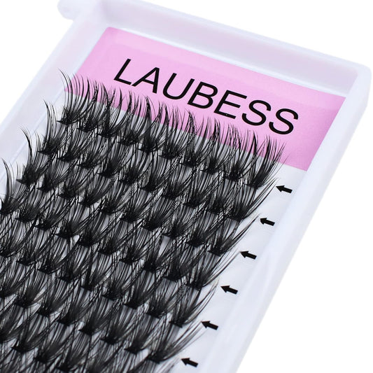 Lash Clusters LAUBESS Individual Lashes Waterproof Eyelash Clusters Mixed Tray Cluster Eyelash Extensions Soft Cluster Lashes for Beginners (40D-D-12)