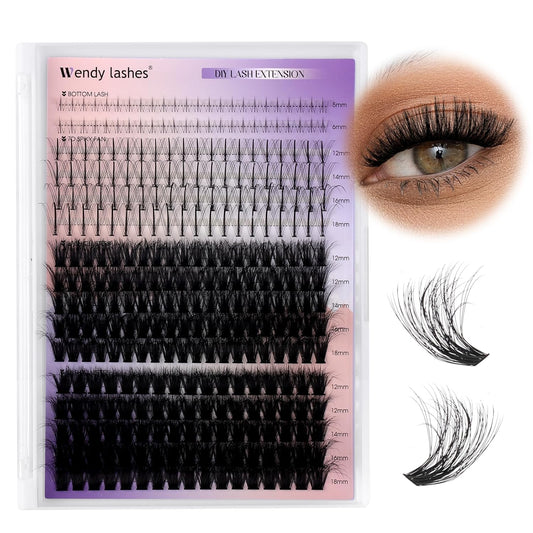 Lash Clusters With Bottom Lashes 60/80D C/D Curl 12-18mm Multi-types Individual Clusters Eyelash Extensions, Spike, Wispy Lash clusters(60/80D-3D)