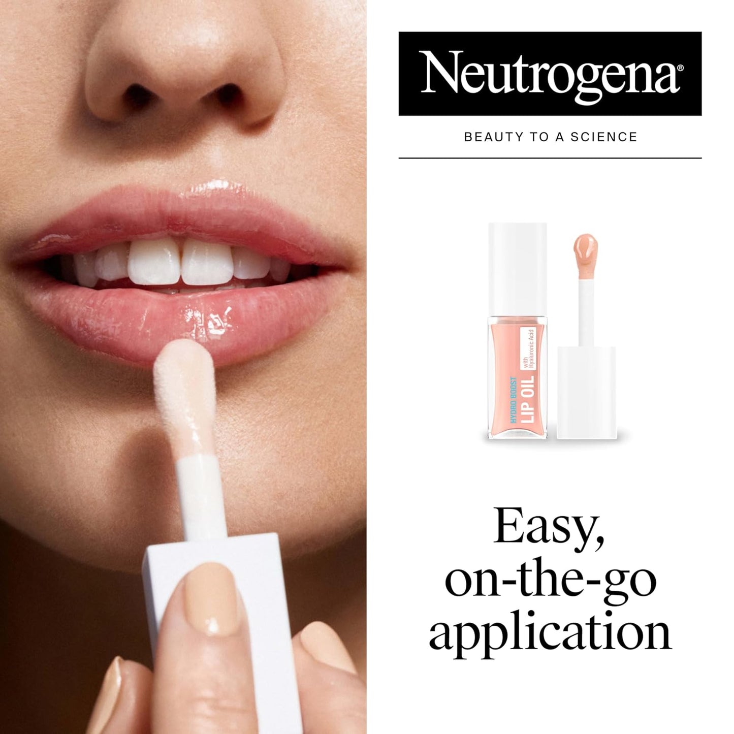 Neutrogena Hydro Boost Tinted Lip Oil with Hyaluronic Acid, Designed to Hydrate & Nourish While Providing a Luxurious Pop of Color for Fuller-Looking Lips, Light Pink, .2 fl. oz