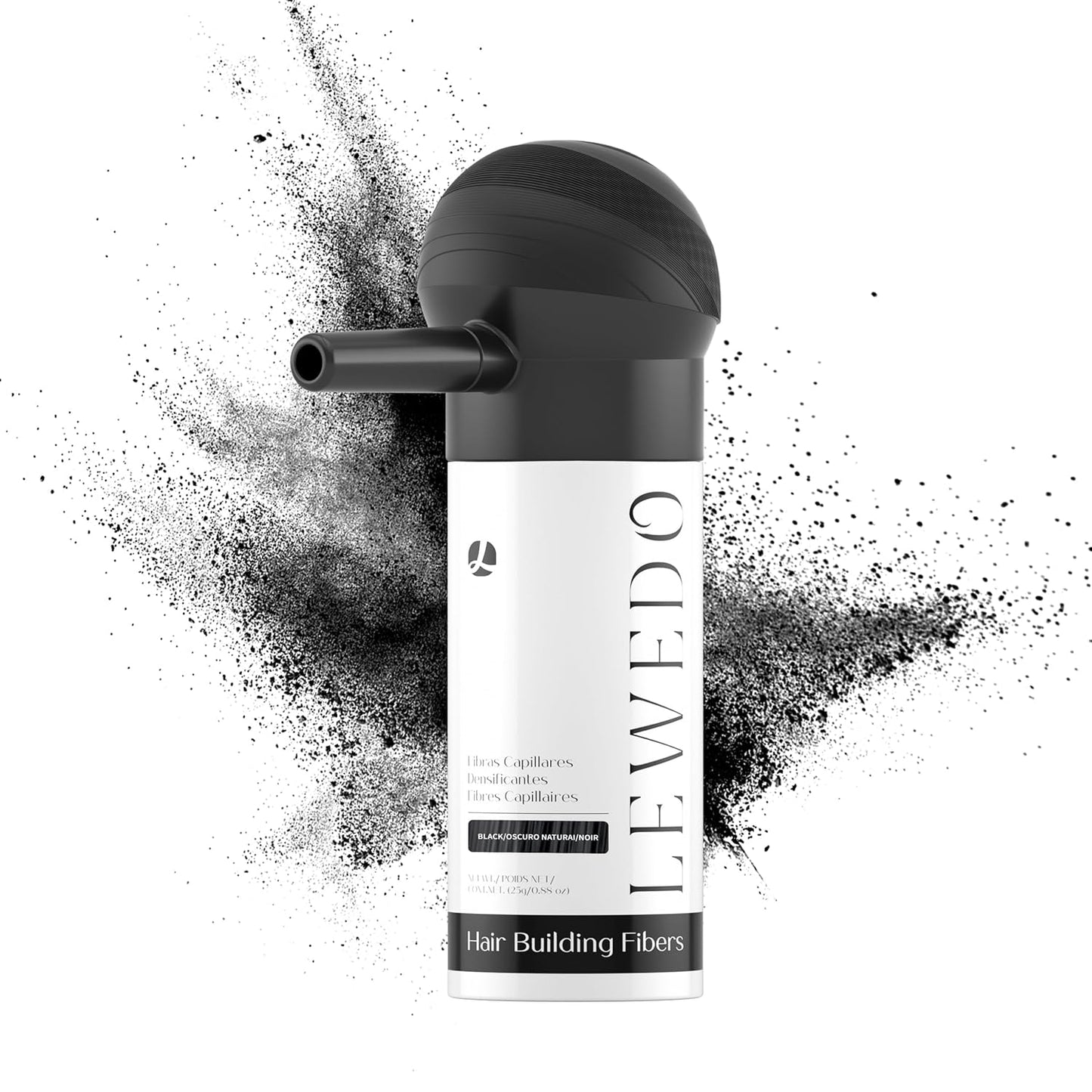 Hair Building Fibers 25G with Precision Spray Applicator - Electrostatic Adsorption for Instant Thicker Hair, Waterproof & Natural Look, Suitable for Men & Women (Black)