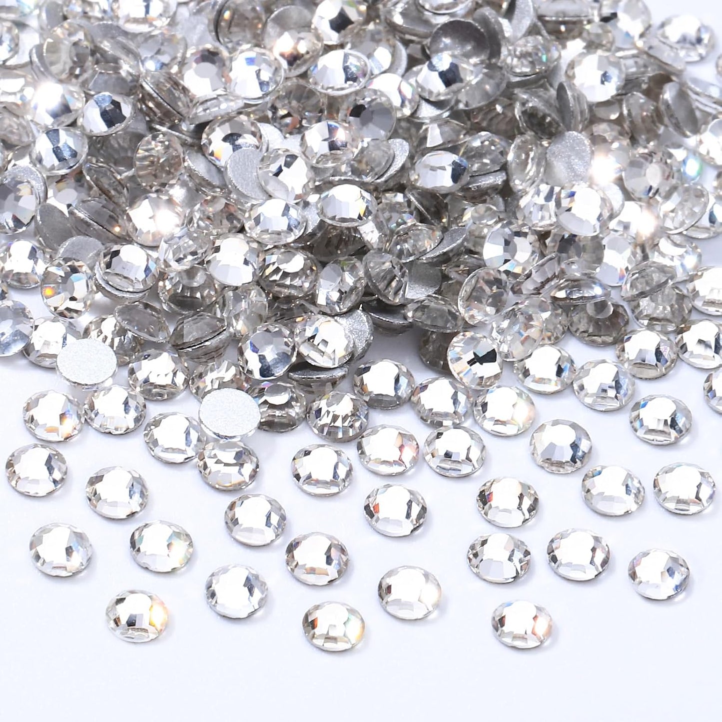 Crystal Clear Flatback Rhinestones, Glass Rhinestones for Nail Art and Craft, Glue Fix, Loose Crystal Gemstones(Crystal, SS6, 2880pcs, 1.9-2.0mm)