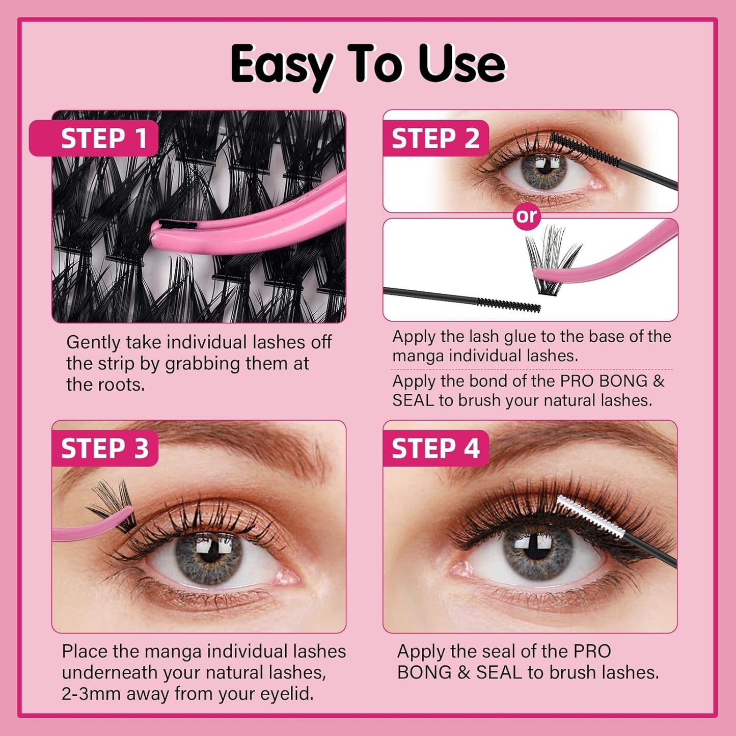 280 Pcs Individual Lashes 50D Mixed Lash Clusters Devil Style Lashes That Look Like Eyelash Extensions Wispy Lashes DIY Individual Lashes At Home (50D-D-8-16mix,Manga)