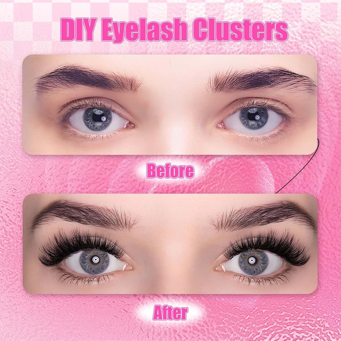FADLASH Cluster Lashes D Curl Wispy Individual Lashes DIY Eyelash Extension Natural Look Reusable Fluffy Cluster Eyelash Extensions Self Application At Home (100D-0.07D-12-18MIX)