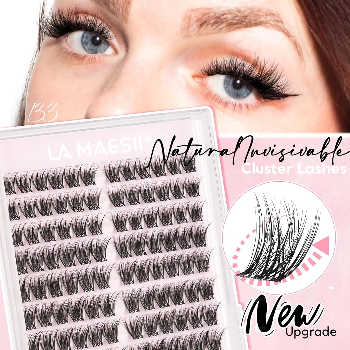 120Pcs Clear Band Lash Clusters 10-14mm Natural Look Cluster Eyelashes C Curl Resuable Invisible Band Individual Cluster Lashes(133)