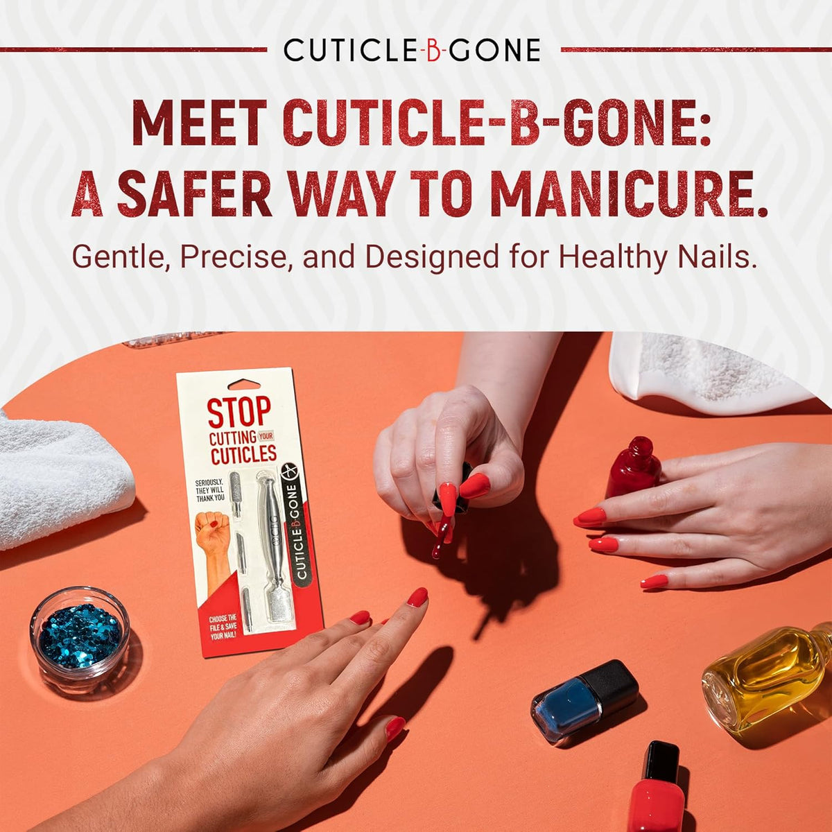Nail Care & Cuticle Remover Tool with Interchangeable Attachments, At Home or Travel Ready, Gentle Cuticle & Hangnail Grooming for Finger Nails & Toe Nails