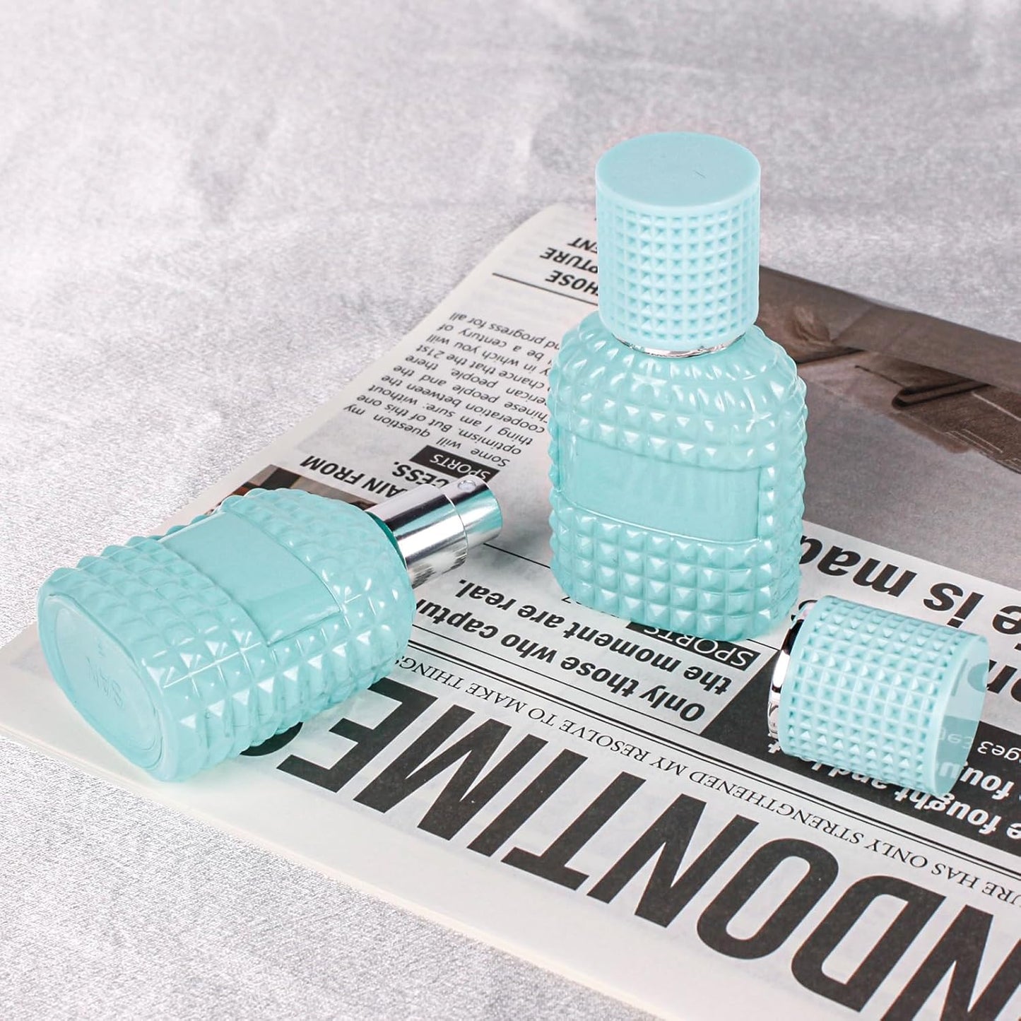 2 Pack 30ml Perfume Spray Bottles Empty, Refillable Glass Fine Mist Atomizer, Portable Travel Perfume Atomizers Fragrance Containers Sprayer for Cleaning, Essential Oils, Liquids (Blue)